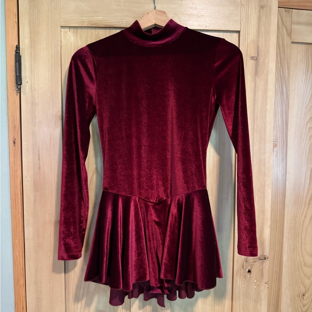 Los Angeles Apparel Velvet Burgundy Dress